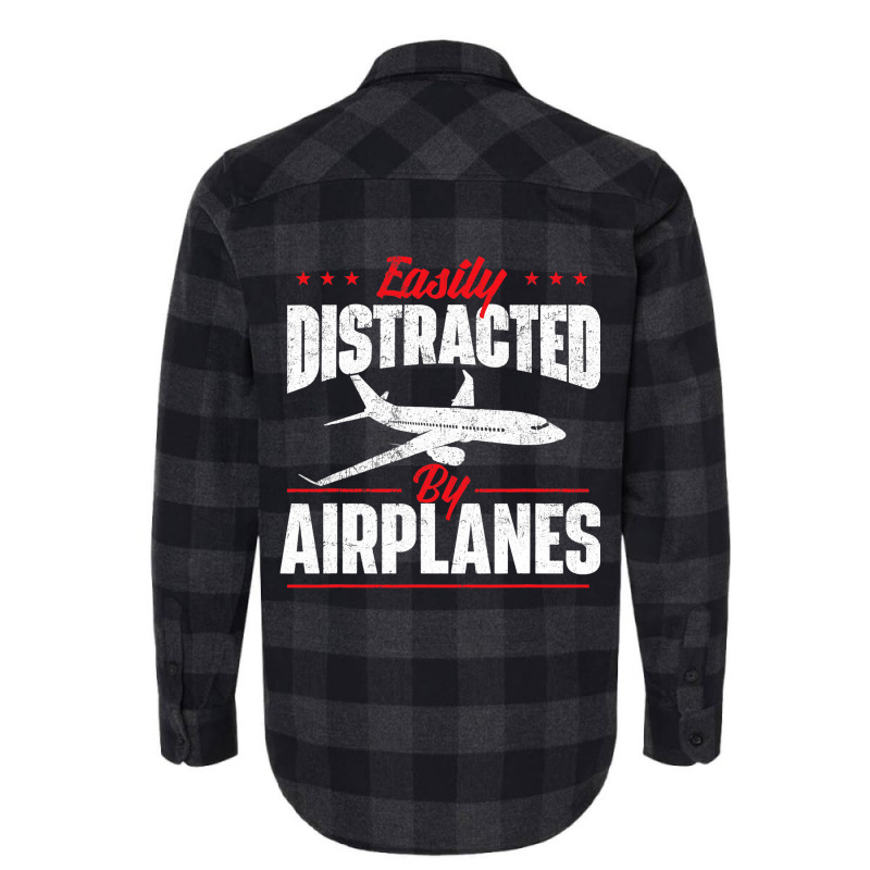 Easily Distracted By Airplanes Aircraft Fan Airlin Flannel Shirt | Artistshot