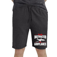 Easily Distracted By Airplanes Aircraft Fan Airlin Vintage Short | Artistshot