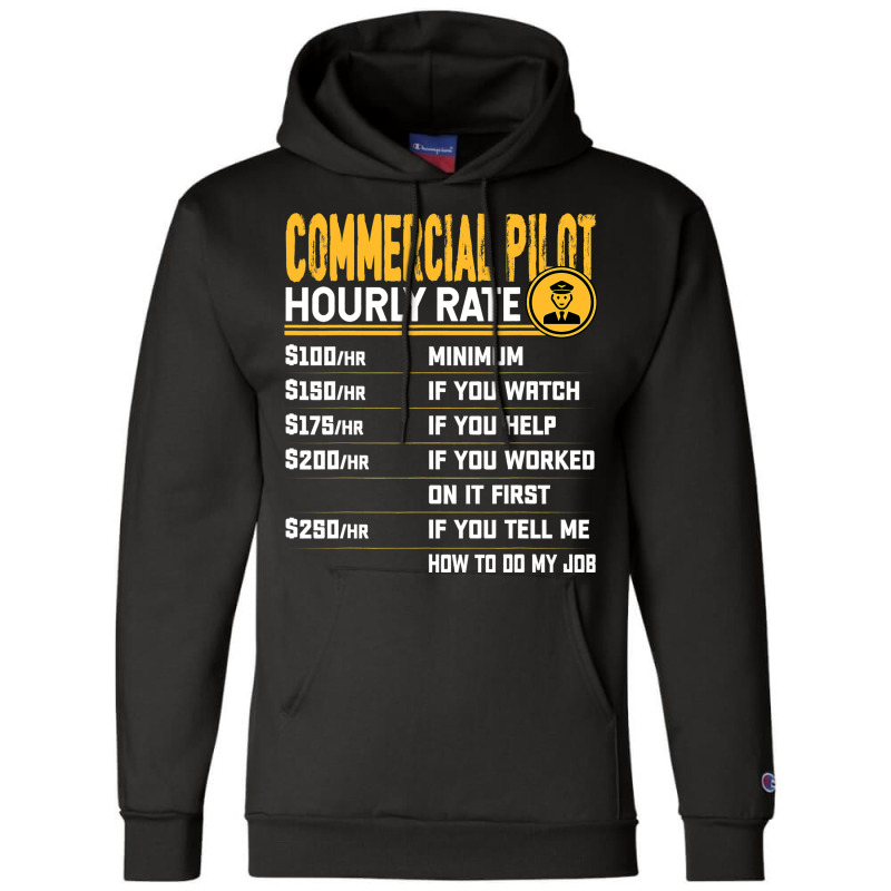 Commercial Pilot Hourly Rate Funny Airplane Airlin Champion Hoodie | Artistshot