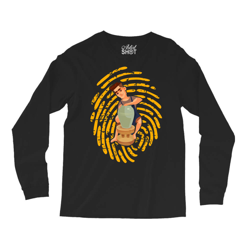 Dna Thumb Mark Fingerprint Pottery Craft Clay Art  Long Sleeve Shirts | Artistshot