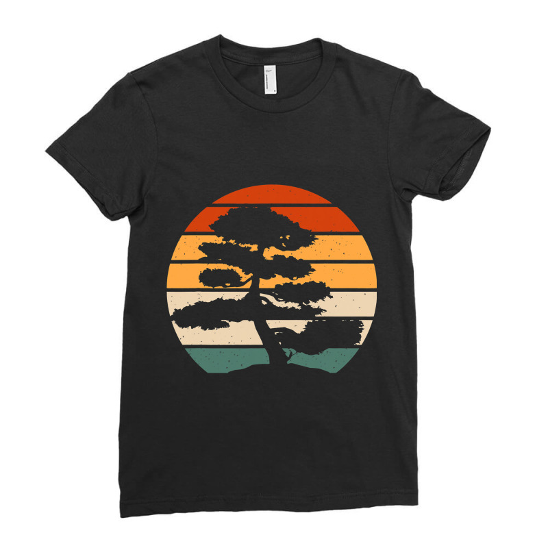 Retro Bonsai Tray Planting Miniature Tree Ladies Fitted T-Shirt by NouraMetcalfe | Artistshot