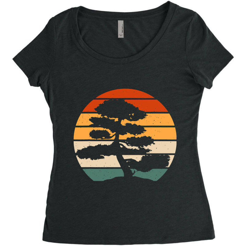 Retro Bonsai Tray Planting Miniature Tree Women's Triblend Scoop T-shirt by NouraMetcalfe | Artistshot