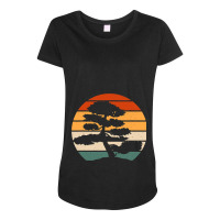 Retro Bonsai Tray Planting Miniature Tree Maternity Scoop Neck T-shirt | Artistshot