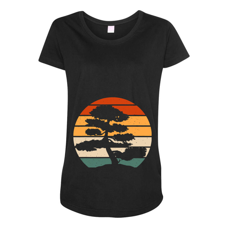 Retro Bonsai Tray Planting Miniature Tree Maternity Scoop Neck T-shirt by NouraMetcalfe | Artistshot