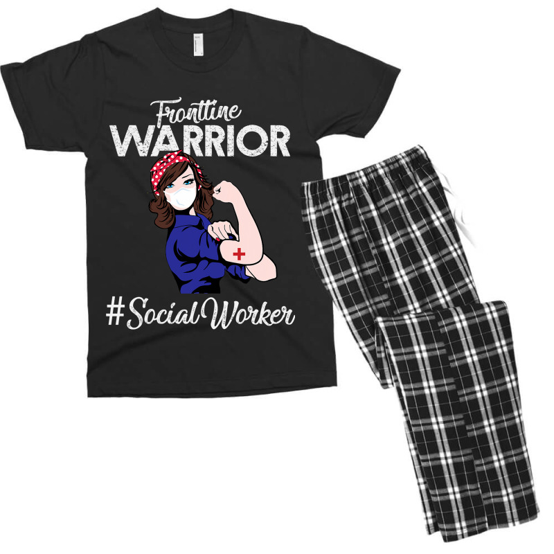 Vintage Frontline Warrior Social Worker Xmas For W Men's T-shirt Pajama Set | Artistshot