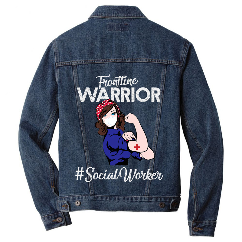 Vintage Frontline Warrior Social Worker Xmas For W Men Denim Jacket | Artistshot