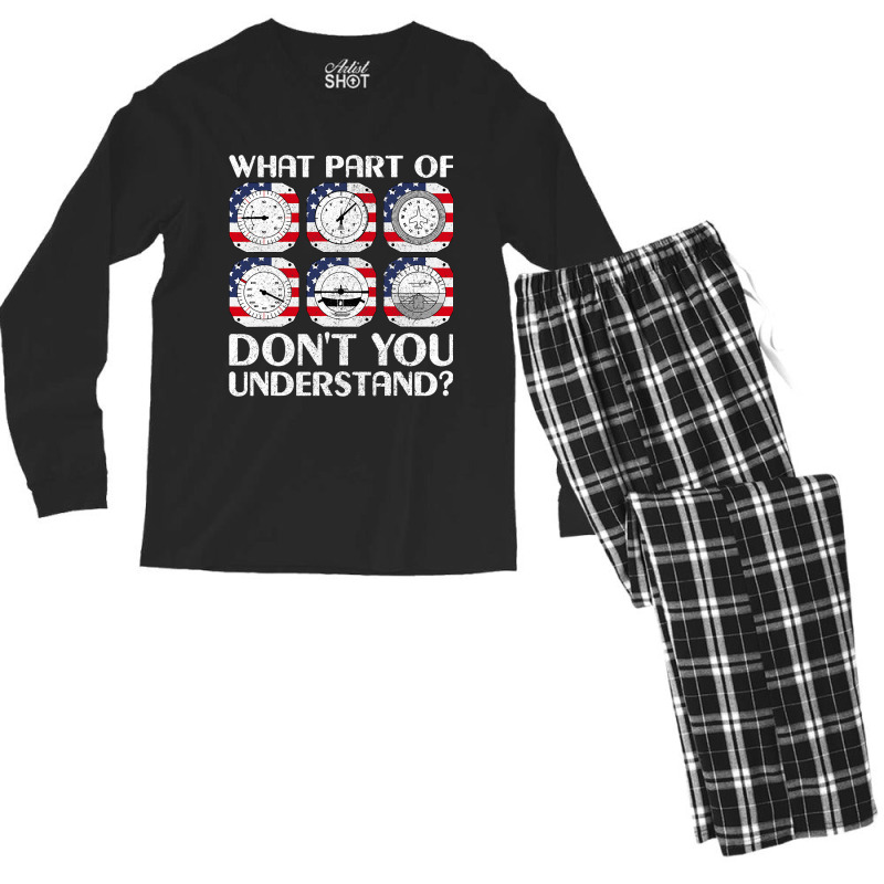 Pilot Airline Aircraft Airplane Instrument Funny A Men's Long Sleeve Pajama Set | Artistshot