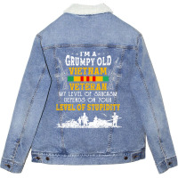 Mens Veterans Day I Am A Grumpy Old Vietnam Vetera Unisex Sherpa-lined Denim Jacket | Artistshot