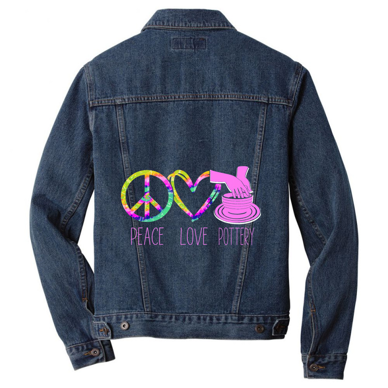 Pottery Ceramics Artist Peace Love Pottery Men Denim Jacket | Artistshot