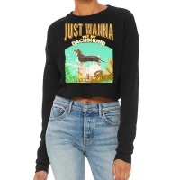 Black Tan Dachshund T  Shirt Dog Owner, Just Wanna Pet My Black & Tan Cropped Sweater | Artistshot