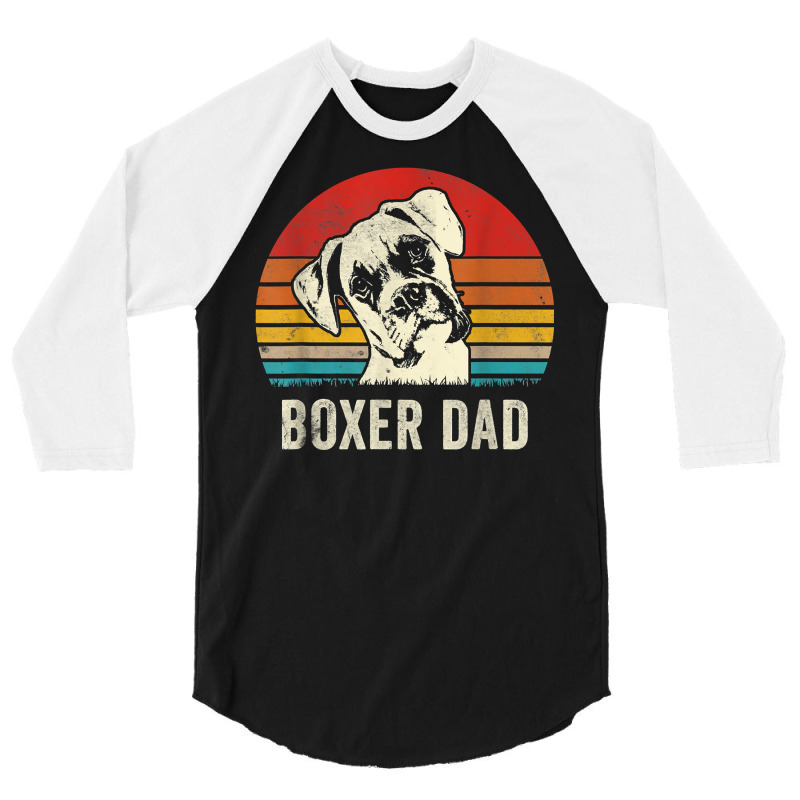 Mens Vintage Boxer Dad Ever Daddy Gifts Dog Dad Father T Shirt 3/4 Sleeve Shirt by men.adam | Artistshot