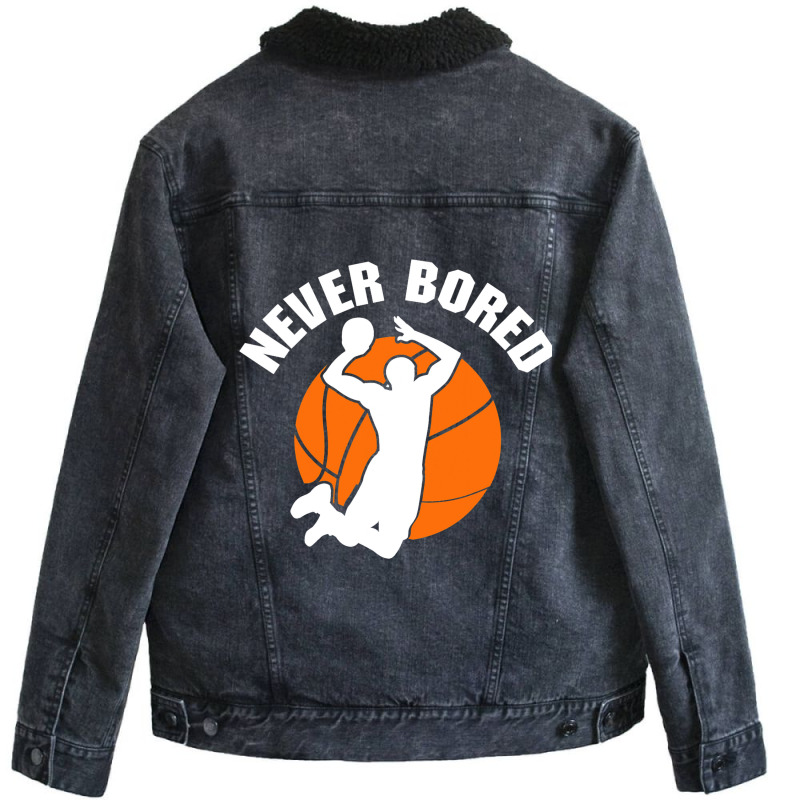 Never Bored Shoot Hoop Basketball Game Dribbling Unisex Sherpa-lined Denim Jacket | Artistshot