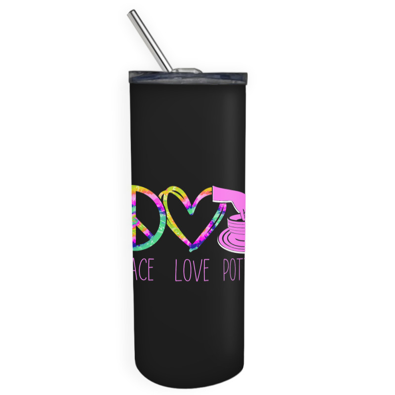 Pottery Ceramics Artist Peace Love Pottery Skinny Tumbler | Artistshot