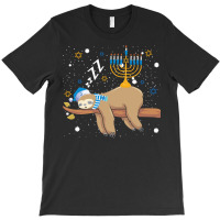 Funny Sleeping Sloth Hanukkah T  Shirt Cute Sleeping Sloth Menorah Jew T-shirt | Artistshot