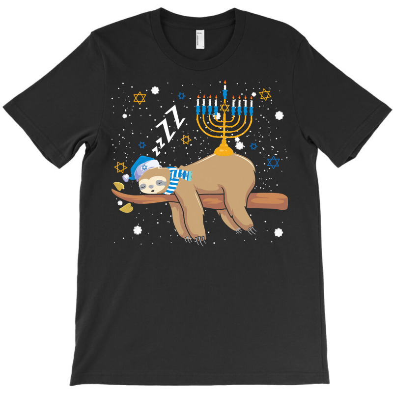 Funny Sleeping Sloth Hanukkah T  Shirt Cute Sleeping Sloth Menorah Jew T-shirt | Artistshot