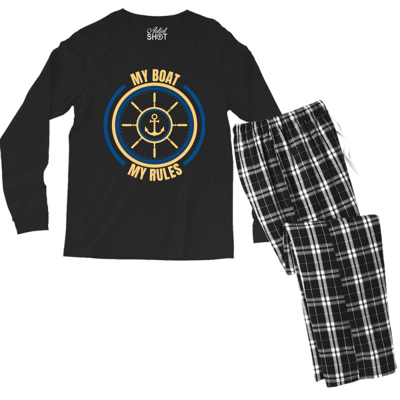 My Boat My Rules Seaman Sailor Mariner Seafarer Oc Men's Long Sleeve Pajama Set | Artistshot