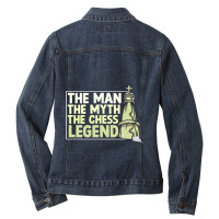 Mens Man Myth Chess Legend Checkmate Grandmaster C Ladies Denim Jacket | Artistshot