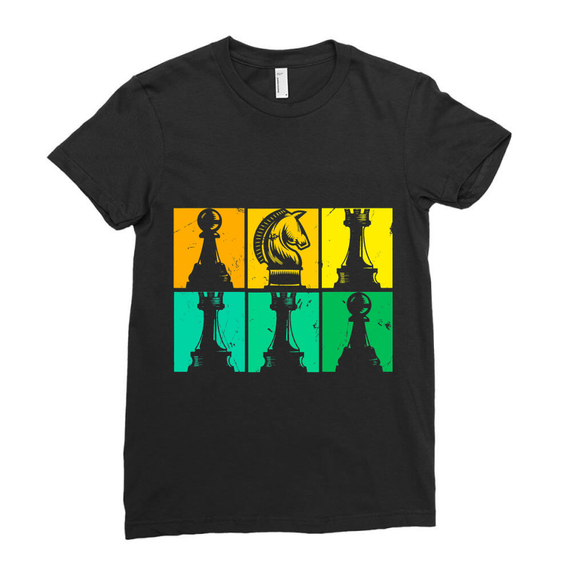 Retro Chess Pieces Checkmate Grandmaster Chess Pla Ladies Fitted T-shirt | Artistshot