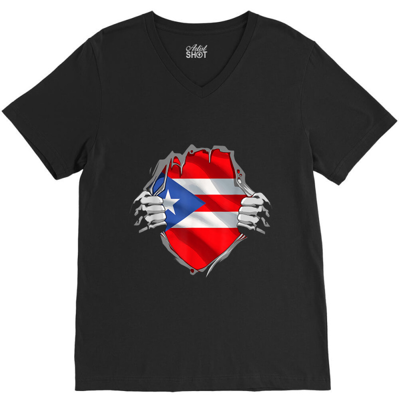 Puerto Rico Roots Flag Heritage Puerto Rican Dna V V-neck Tee | Artistshot