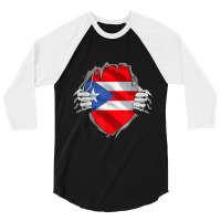 Puerto Rico Roots Flag Heritage Puerto Rican Dna V 3/4 Sleeve Shirt | Artistshot