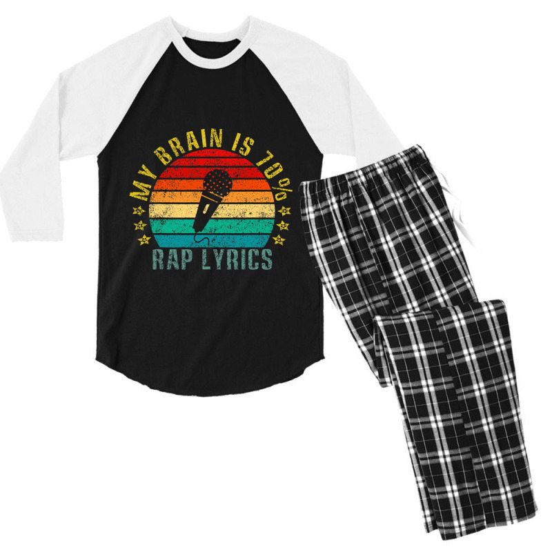 My Brain Is 70 Rap Lyrics Funny Retro Men's 3/4 Sleeve Pajama Set | Artistshot