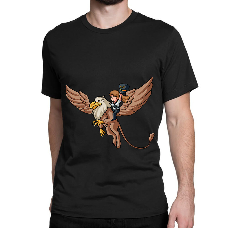 Pilot Riding Griffin Fantasy Aviation Flight Crew  Classic T-shirt by VailNatale | Artistshot