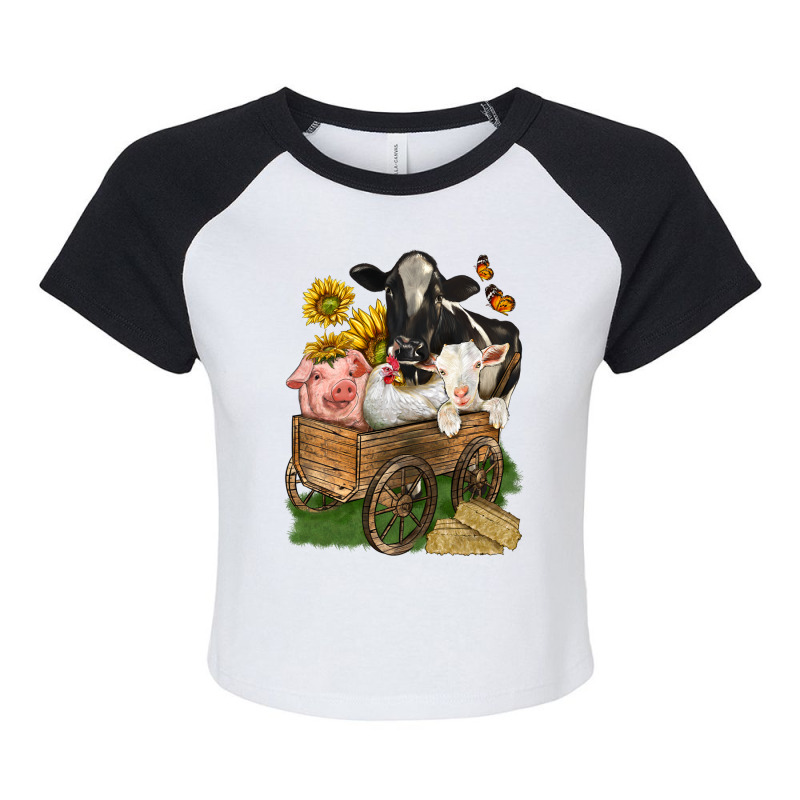 Farm Animals Wagon Raglan Crop Top by enoddigitalart@gmail.com | Artistshot