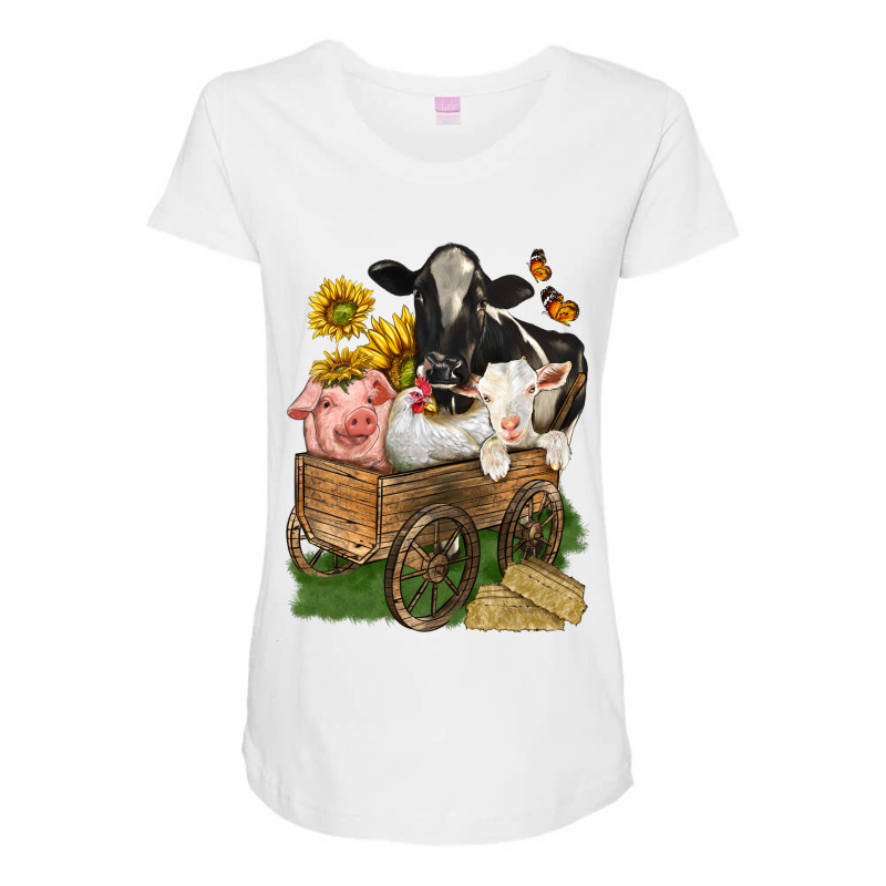 Farm Animals Wagon Maternity Scoop Neck T-shirt by enoddigitalart@gmail.com | Artistshot