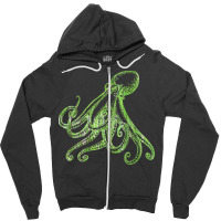 Octopus Artwork T  Shirtoctopus Drawing With Gren Color Gift Idea T  S Zipper Hoodie | Artistshot