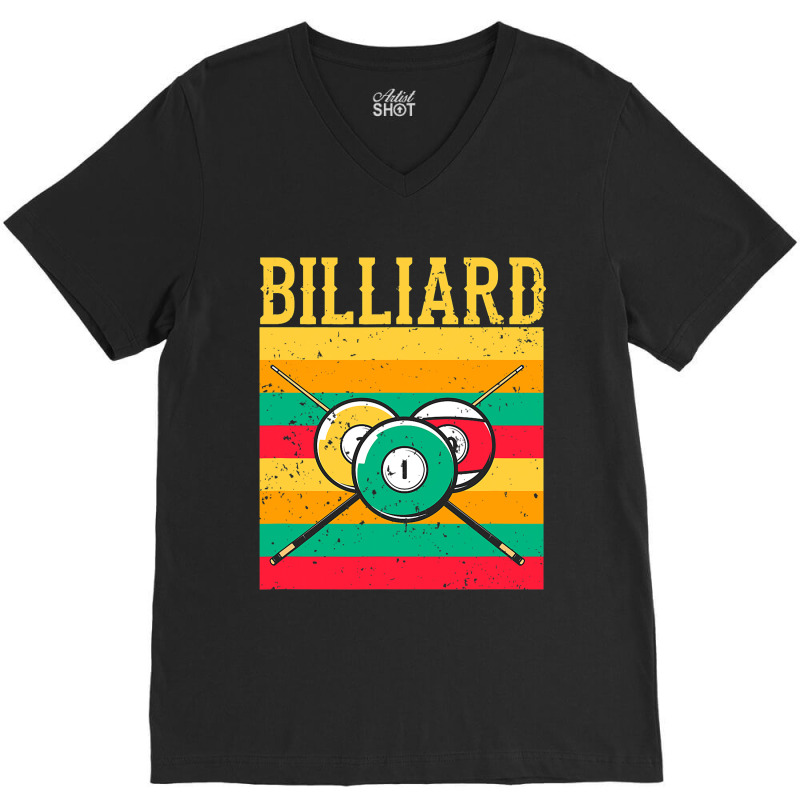 Retro Billiard Table 8ball Vintage Pool Snooker Pl V-neck Tee | Artistshot