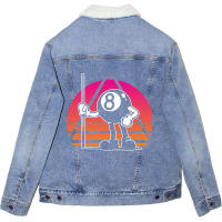 Retro Billiards Snooker Billiard 8 Ball Player Cue Unisex Sherpa-lined Denim Jacket | Artistshot