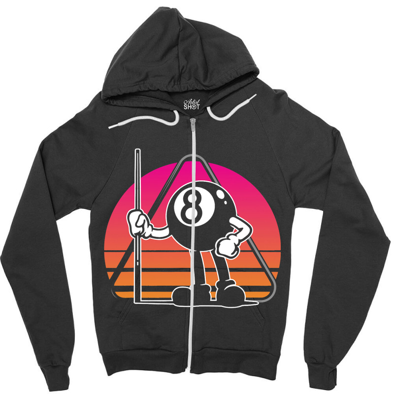 Retro Billiards Snooker Billiard 8 Ball Player Cue Zipper Hoodie | Artistshot