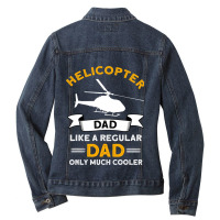 Mens Helicopter Dad Airplane Helicopter Pilot Avia Ladies Denim Jacket | Artistshot