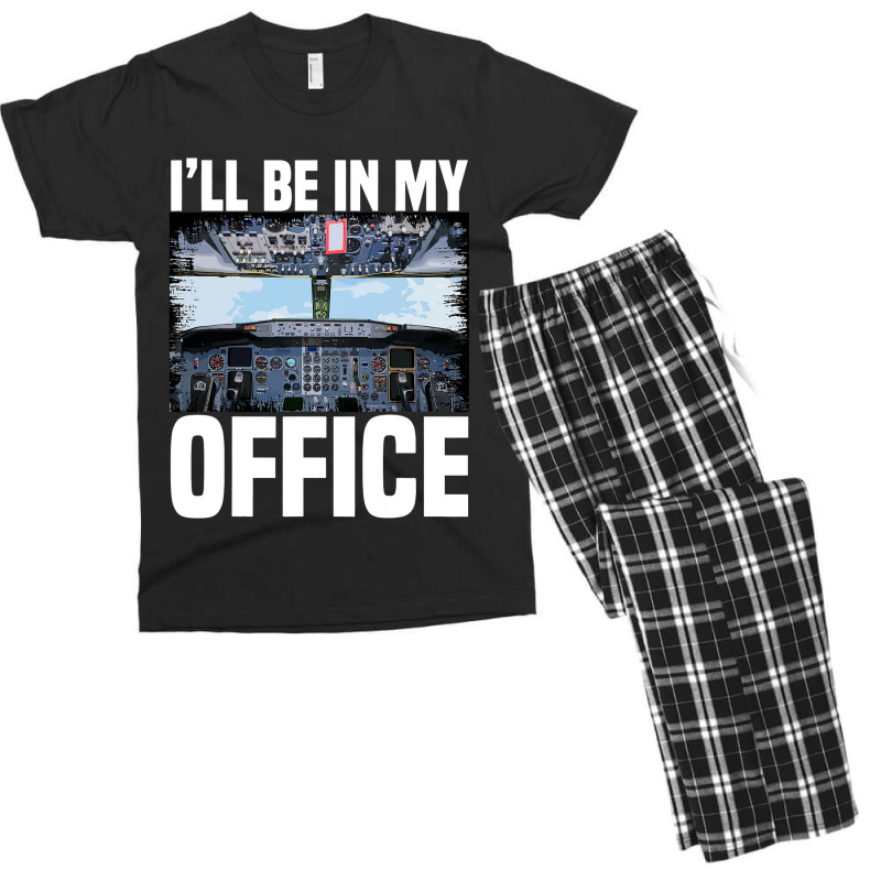 Mens Funny Airplane Pilot Ill Be In My Office Airl Men's T-shirt Pajama Set | Artistshot