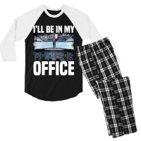 Mens Funny Airplane Pilot Ill Be In My Office Airl Men's 3/4 Sleeve Pajama Set | Artistshot