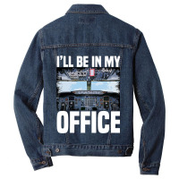 Mens Funny Airplane Pilot Ill Be In My Office Airl Men Denim Jacket | Artistshot