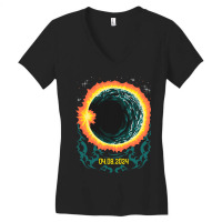 Total Partial Eclipse 2024 April 08 Usa American T Women's V-neck T-shirt | Artistshot