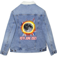 Total Partial Eclipse Shirt June 10 Uk British Lun Unisex Sherpa-lined Denim Jacket | Artistshot