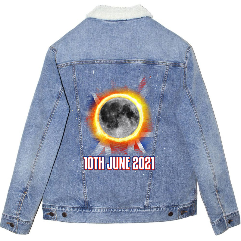 Total Partial Eclipse Shirt June 10 Uk British Lun Unisex Sherpa-Lined Denim Jacket by MenachemArteaga | Artistshot