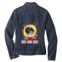 Total Partial Eclipse Shirt June 10 Uk British Lun Ladies Denim Jacket | Artistshot