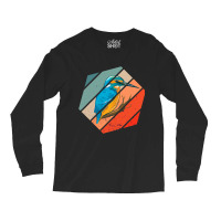 Vintage Retro Hexagon Birding Bird Watching Kingfi Long Sleeve Shirts | Artistshot