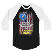 Usa Flag Proud Us Seabee Veteran Dad I Raised Mine 3/4 Sleeve Shirt | Artistshot