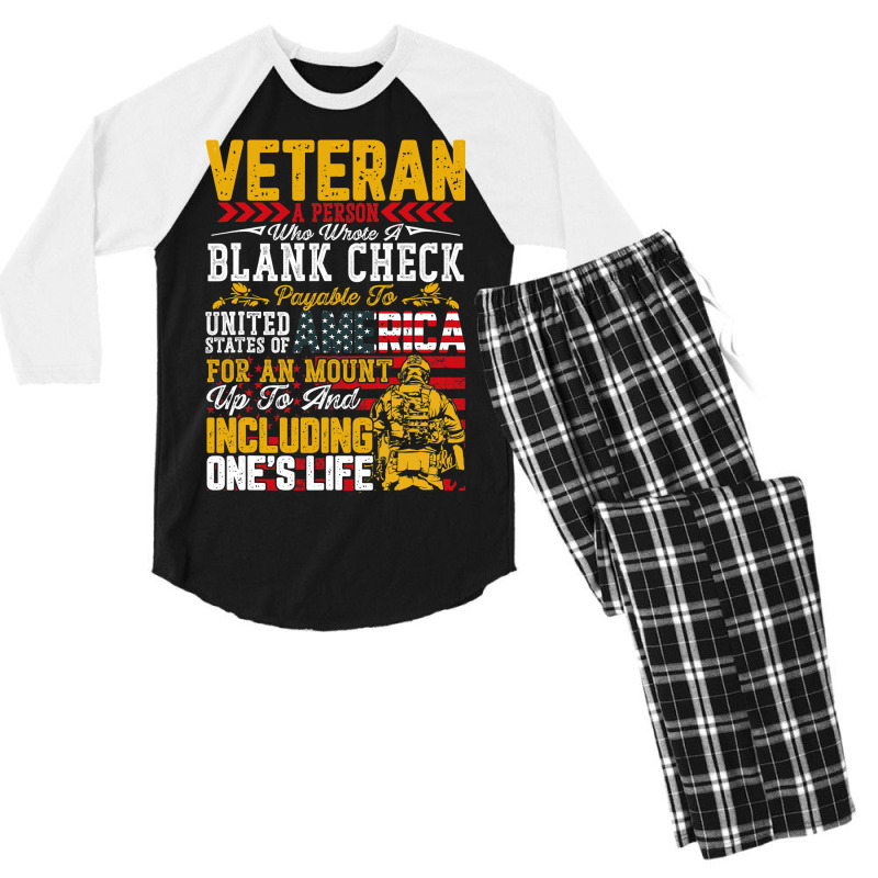 Veteran A Person Who Wrote A Blank Check Memorail  Men's 3/4 Sleeve Pajama Set by ArlanWegener | Artistshot