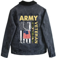 Vintage Army Shirt Veteran Day American Flag Women Unisex Sherpa-lined Denim Jacket | Artistshot