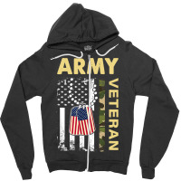 Vintage Army Shirt Veteran Day American Flag Women Zipper Hoodie | Artistshot