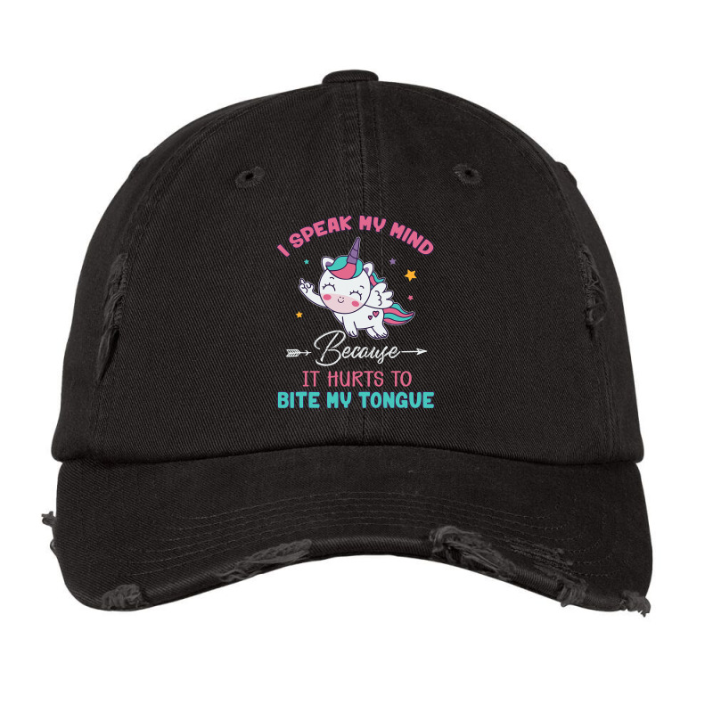 Unicorn I Speak My Mind Because It Hurts To Bite M Vintage Cap by LilahHutchinson | Artistshot