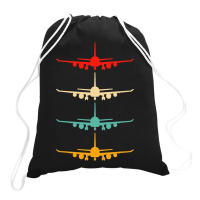 Vintage Aviation Airplane Flying Airline Funny Vin Drawstring Bags | Artistshot