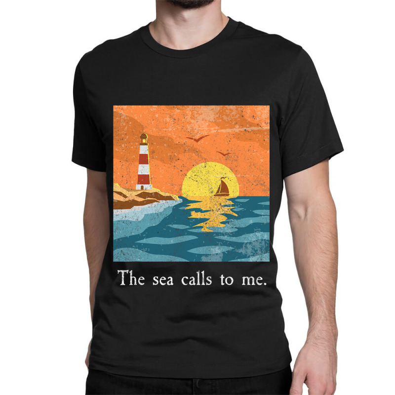 Vintage Lighthouse Shirt Retro Ocean Sunset Sailor Classic T-shirt by FriedaBarcia | Artistshot