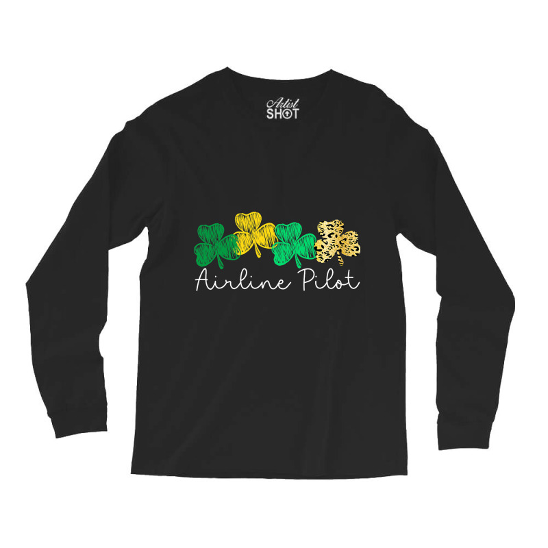 Shamrock Leopard Saint Paddys Airline Pilot St Pat Long Sleeve Shirts | Artistshot