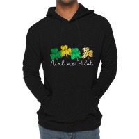 Shamrock Leopard Saint Paddys Airline Pilot St Pat Lightweight Hoodie | Artistshot